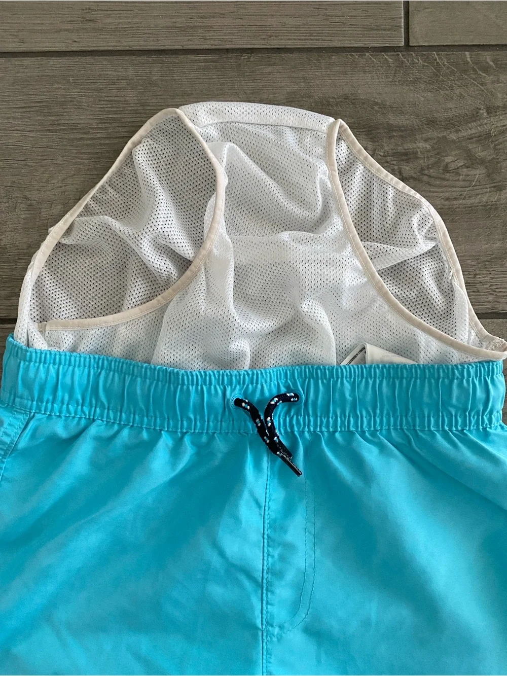 Abercrombie Kids Boys Color Changing Swim Trucks - Aqua Blue with Palm Trees